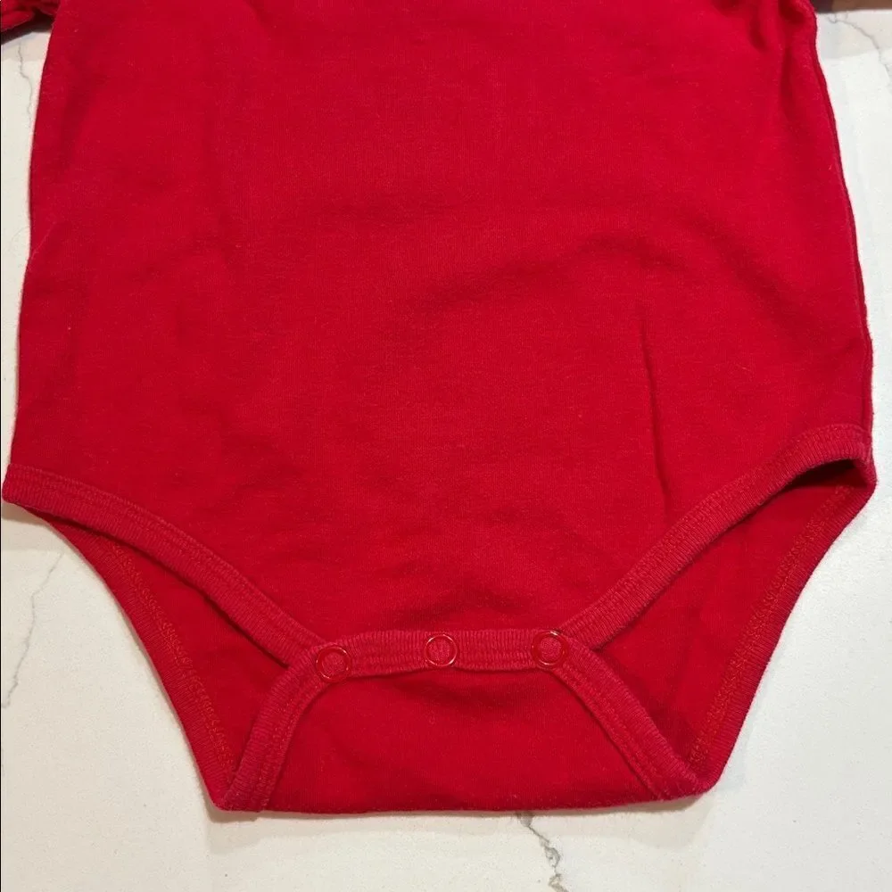 SANTA BABY Red Long Sleeve Infant Christmas Holiday One Piece 6-9M